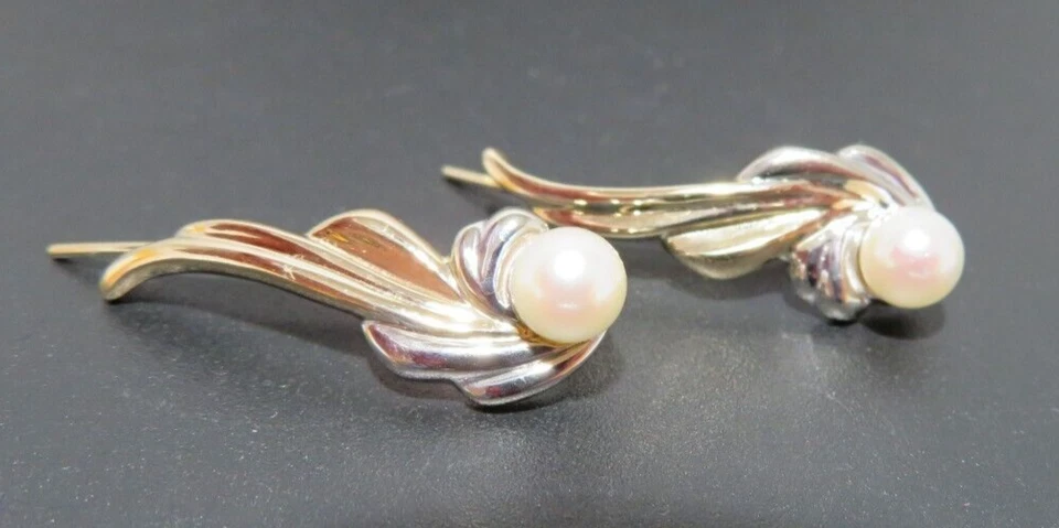 PENDIENTES COLGANTES PERLAS 14K 2 TONOS 5,09 gramos (A19594) Foto 3 de 4