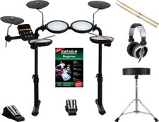 Umfassendes E-Drum-Set mit Mesh-Heads und Hocker, Kopfh&ouml;rer, Schule und Sticks