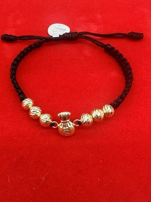 18kt Gold Kugel Armband mit  Charm Kolumbianisch 6 Diamantschliff Kugeln