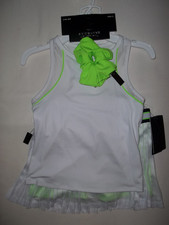 90 Degree by Reflex girls 12 active tank top  mesh skort set white/lime nwt