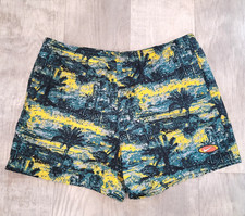 Nike XXL Hawaiian Tropical Swim Trunks All Over Print Mesh Lining Blue Yellow