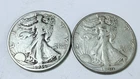WALKING LIBERTY HALF DOLLAR LOT OF 2 - 90% SILVER CIRCULATED COINS #8679