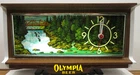 NEW VINTAGE * Olympia Beer Lighted Motion Waterfall Clock Sign * NIB