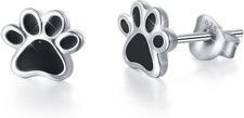 S925 Sterling Silver Puppy Dog Cat Pet Paw Print Stud Earrings