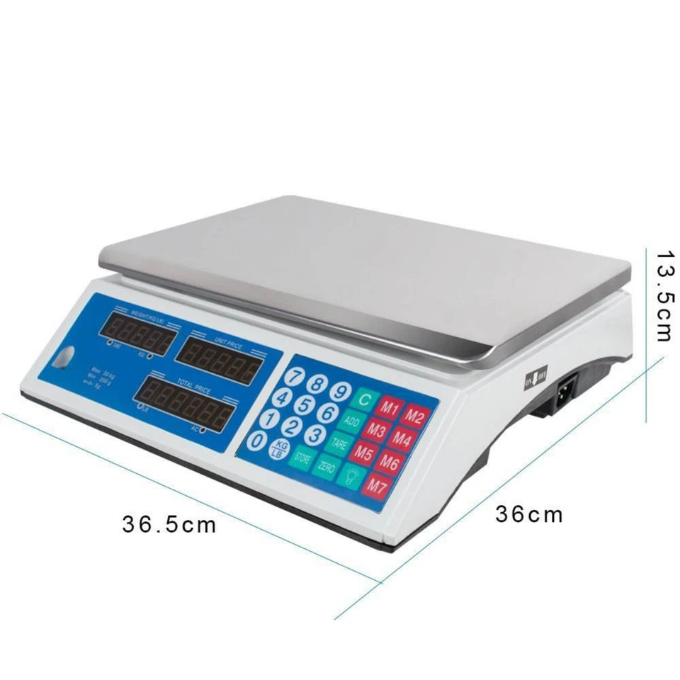 66LB 30KG Digital Price Deli Food Meat Computing Counter Scale Dual Side Display - Image 3 of 4