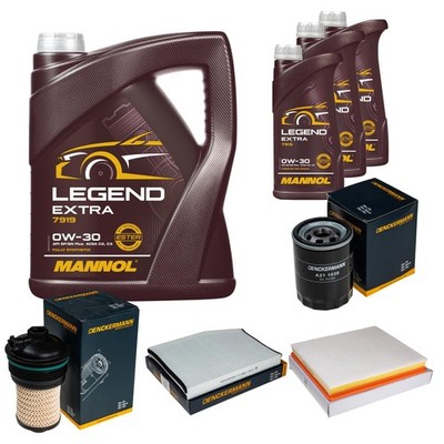 DENCKERMANN Inspektionspaket 8 L MANNOL Legend Extra 0W-30 für Ford Transit