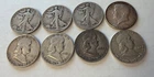 1920-1964 Walking Liberty, Franklins, Kenndy Half Dollars 90% Silver 8 Coins $2