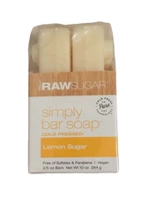 Raw Sugar Cold Pressed Pure Bath Bar Soap Lemon Sugar 2/5 oz bars