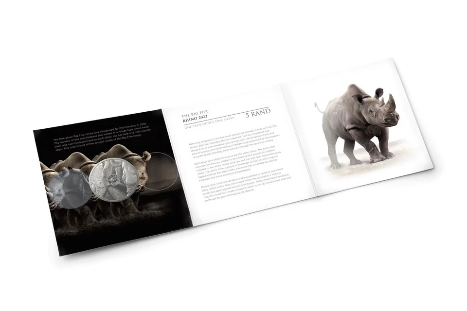 2022 1 oz South Africa Big Five Series II Rhino .999 Silver Coin OGP (blister) - Image 3 of 4