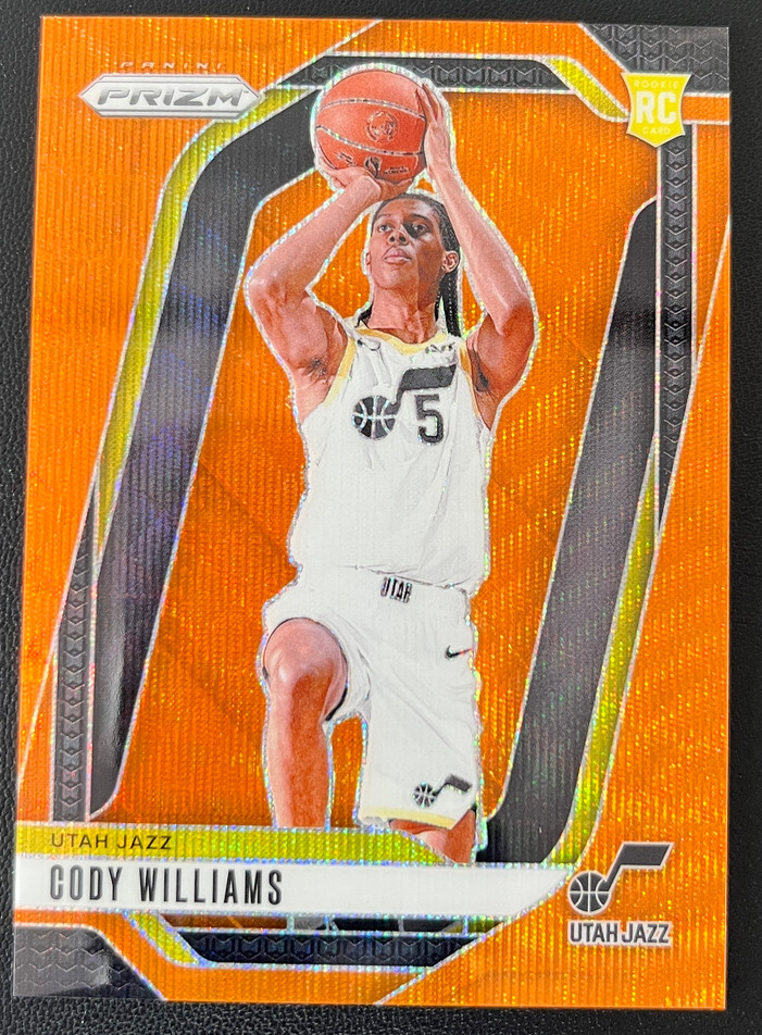 Cody Williams 2024-25 Panini Prizm 04/60 Orange Wave RC Utah Jazz #232