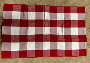 Red and White Plaid  door mat - 43 x 28 inches - opened for posting