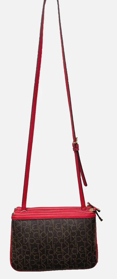 CALVIN KLEIN CK MONOGRAMA LOGOTIPO BOLSA TIRACOLO BOLSA DE MÃO MARROM - Imagem 3 de 4