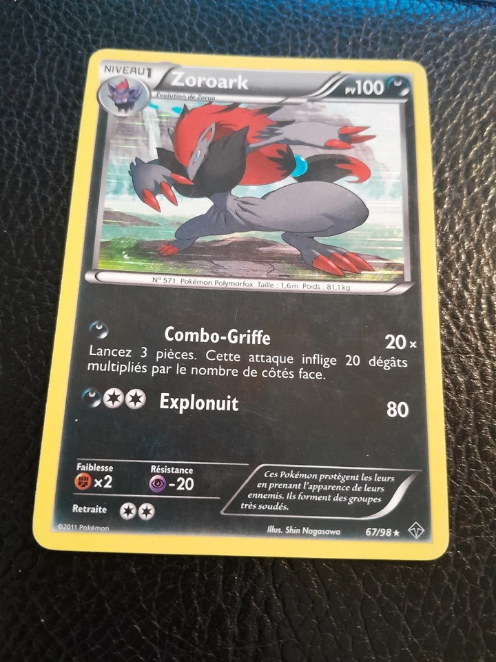 Carte  Pokemon Zoroark  PV 100 Holo pouvoirs emergents 67/98 VF (port groupé) - Photo 2/3