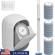 Toilet Cleaning Brush Kit Ergonomic Handle Automatic Storage Deep Clean Sponge