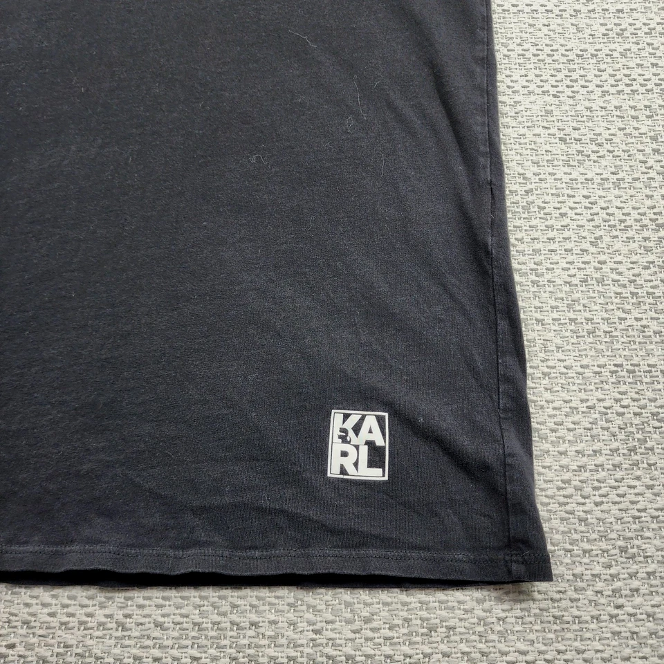 Karl Lagerfeld Paris Shirt Mens Small Black White Raglan Monogram Sleeves Logo - Image 4 of 4
