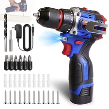Cordless Brushless Impact Driver Hammer Drill Combo Kit with  Battery & Charger