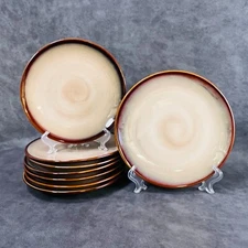 Set of Eight - Sango Nova Brown 7 3/4" Salad/Dessert Plates # 4933 - Stoneware