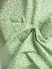 Apple Green Fabric with tiny Red  Blue Flowers Quilting Treasures - BTY - 44"