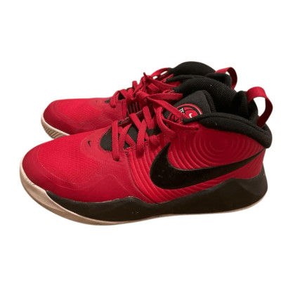 Nike Youth Boys Team Hustle Basketball Shoes 5Y Black Red AQ4224-600 Ankle