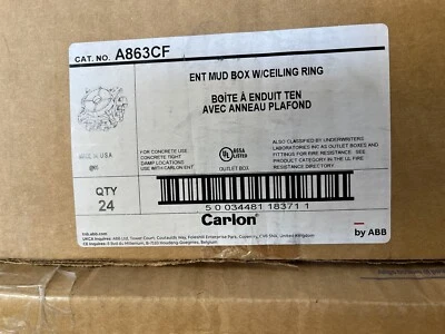 CARLON ENT Mud Box C/W Ceiling Ring. A-863CF