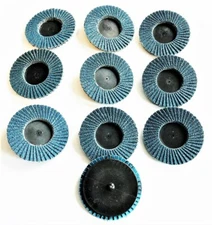 10 ILLINOIS INDUSTRIAL 3" ROLL LOCK SANDING FLAP DISCS ZIRCONIA 60 GRIT 81035