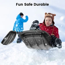 1-3Pcs Snow Sled with 16.5ft Pull Rope 35" Downhill Plastic Winter Toboggan Sled