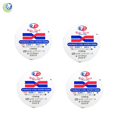 4 X Dental Matrix Bands Rolls 3/16'' (5mm) Stainless Steel 10 feet each roll