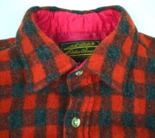 Vintage Eddie Bauer Plaid Flannel Shirt Size S/M 70s Buffalo Plaid Fuzzy Wool
