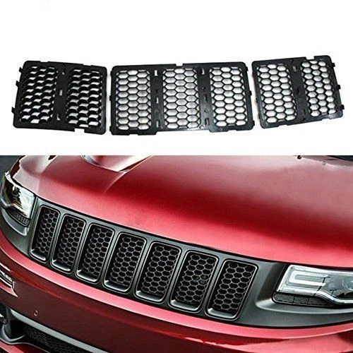 Black Mesh Grille Insert Kit Front Grill Cover For Jeep Grand Cherokee 2014-2016 Foto 4 de 4