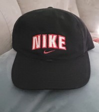 New Vintage 90s Nike Stitched Logo Black Youth Cap Hat - Adjustable