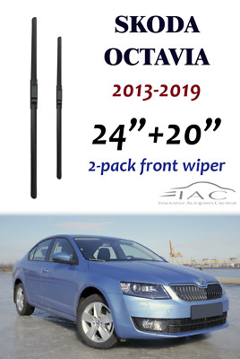 For Skoda Octavia 2013-2019 24''+20'' Front Windshield Wiper Blade 2 Pack