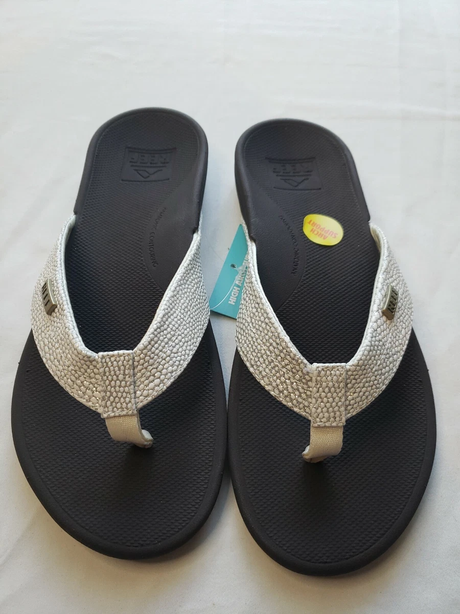 Reef Women s Ortho Coast Tan White Sandals Size 6 eBay