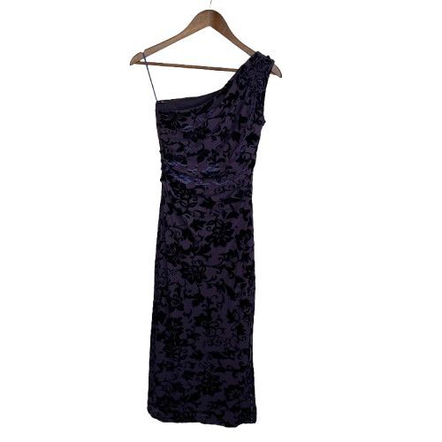 Velvet Burnout One Shoulder Maxi Dress Womens Size 2 Formal Evening Wedding