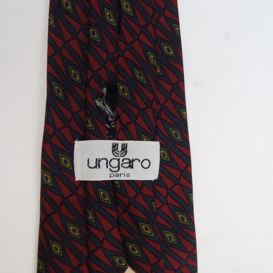 Ungaro Paris Men's Neck Tie Red Black Geometric Diamond 59x3.5 - Image 3 of 4