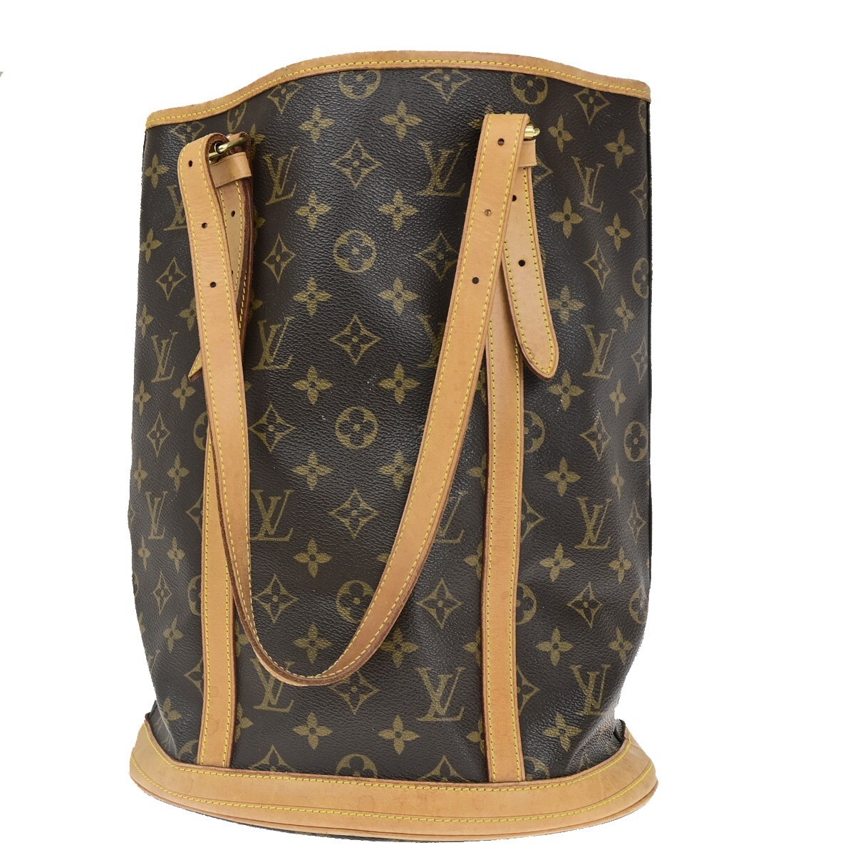 LOUIS VUITTON BUCKET GM Shoulder Tote Bag Monogram Leather Brown 