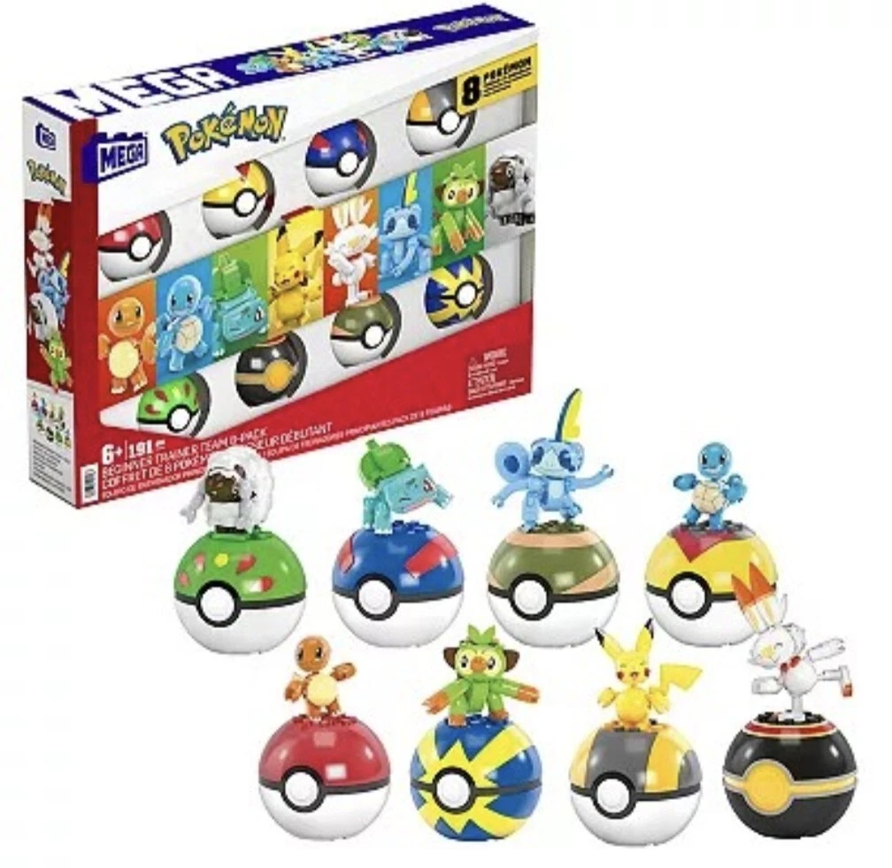 Mega Bloks Pokémon Beginner Trainer Team 8 Pack Pikachu Squirtle Charmander  NEW