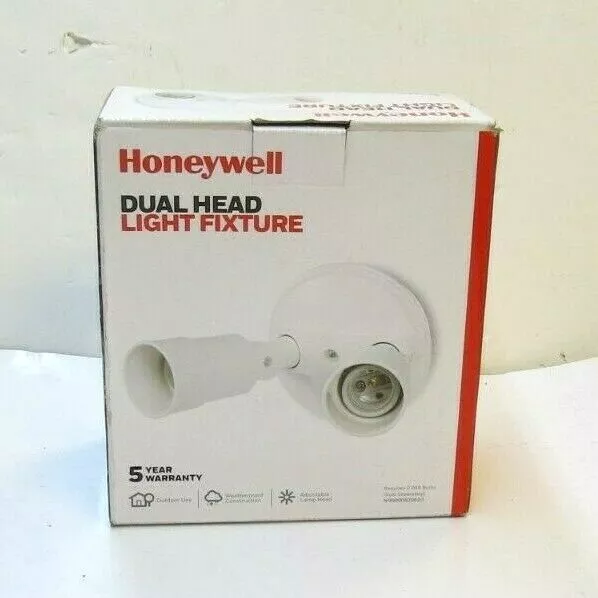 LIGHT HONEYWELL White Adjustable Dual Head Security Light eBay