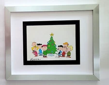 CHARLES SCHULZ, Signed Christmas 1968 Peanuts SNOOPY CartoonWITH New  Frame BUY!