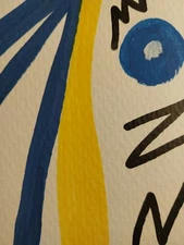 GAT PAINTINGS IMPRESSIONISM ORIGINAL COLLECTIBLE WHIMSICAL ABSTRACT YELLOW BLUE