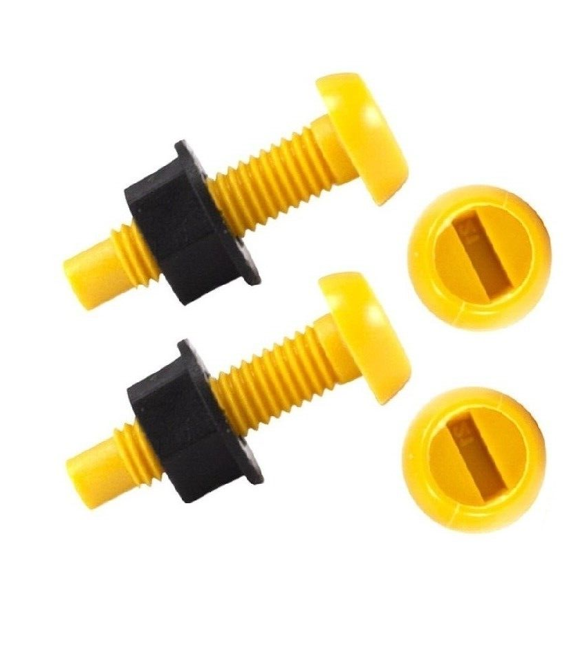 2 Vehicle Number Reg Plate Screws Bolts and Nuts Yellow Fitting Fixing