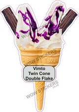Eiswagen Aufkleber Twin Cone mit Vimto Sauce & Double Flake Decals
