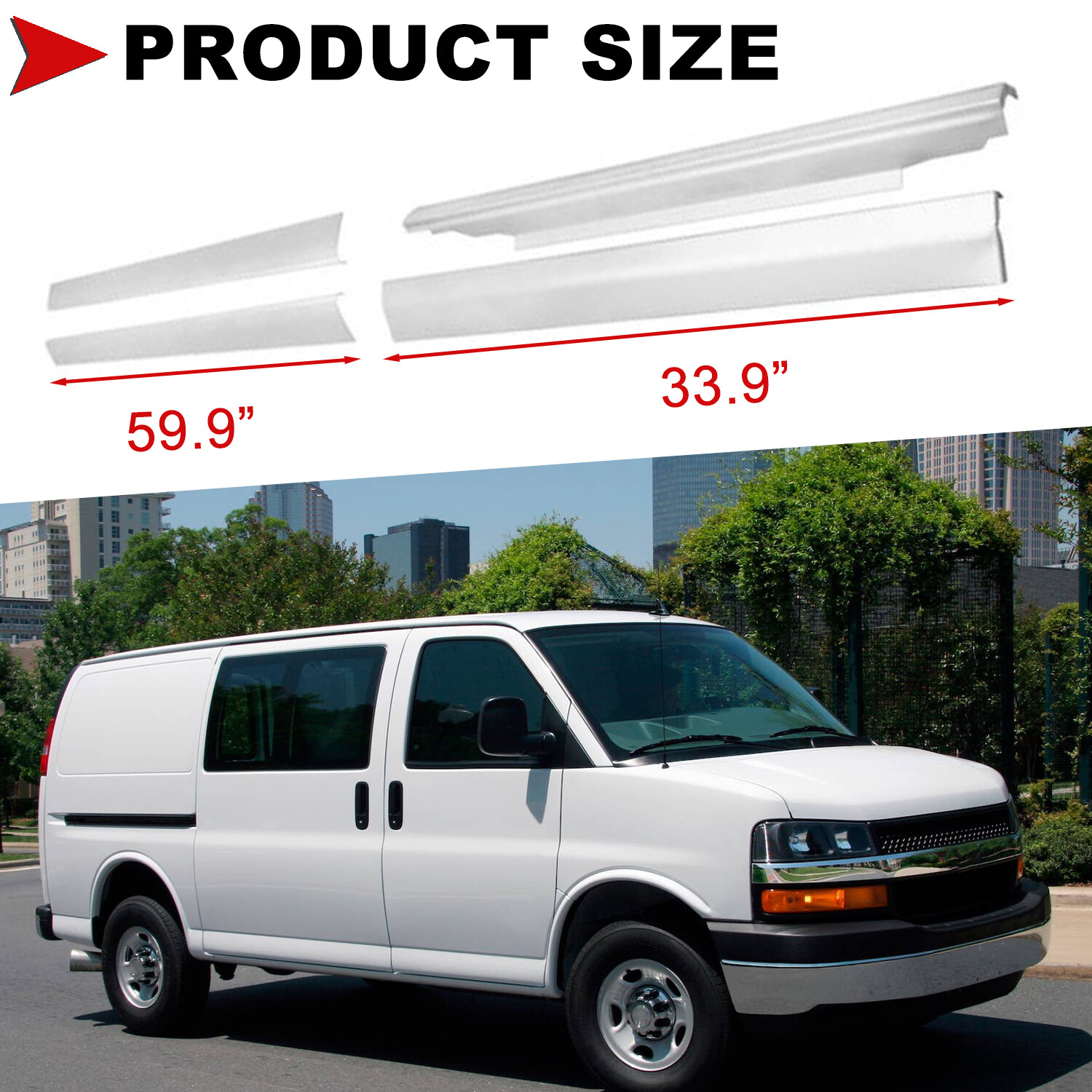 Slip-On Rocker Panel Left & Right Side For 96-18 Chevy Van GMC Express ...