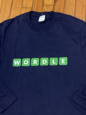 WORDLE Word Puzzle Blue Long Sleeve T-Shirt Medium NYT New York Times Game
