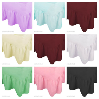 Unifarbenes Spannbetttuch Volant 100% Ägyptische Baumwolle Single Double & King Size