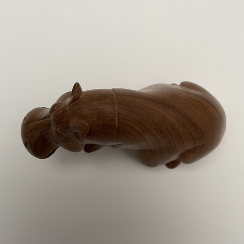 Vintage Hippo Hippopotamus Hand Carved Wooden Sculpture Ornament Figurine Animal - Picture 6 of 9