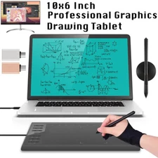 10x6 inch Digital Drawing Tablet HD Screen Graphics tablet with Battery-free Pen
