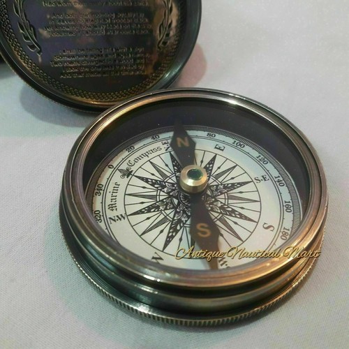 Vintage Nautical Brass Stanley London 1885 Compass With Leather Box Gift Item - Picture 6 of 6