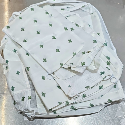 8 Piece Packing Cubes Set Extra Compartments White/Green Cactus Print