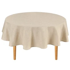 Round Linen Tablecloth 70 Inch - Wrinkle and Stain Resistant Washable Polyest...
