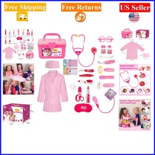 Pink Toddler Doctor Play Set with 20 Medical Tools, Role Play Toy